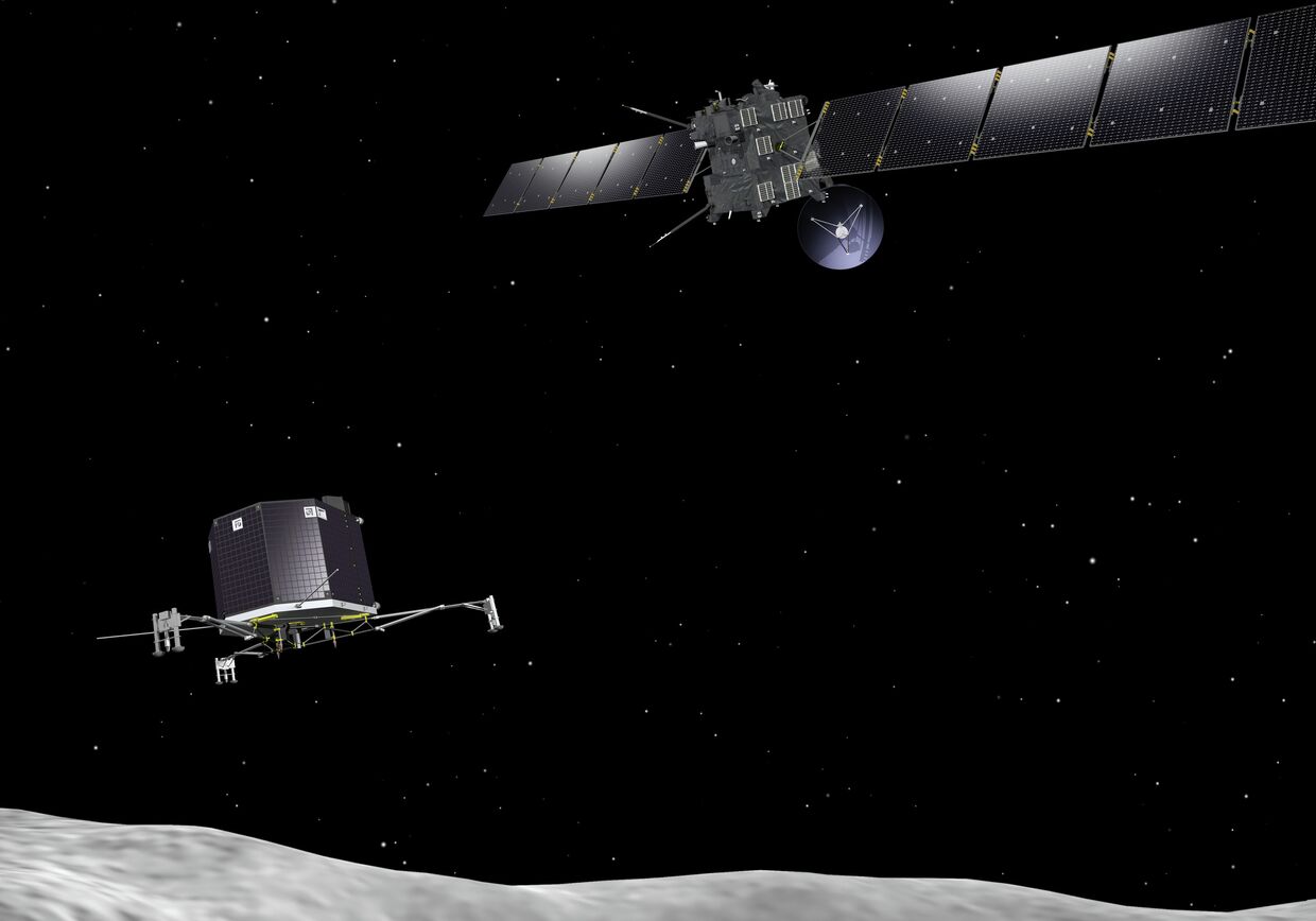 Зонд Rosetta развертывает посадочный модуль Philae на комете