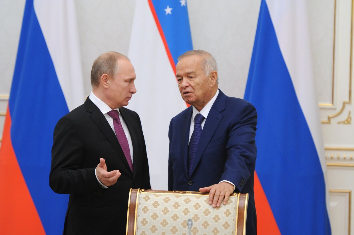 Президент России Владимир Путин и президент Узбекистана Ислам Каримов