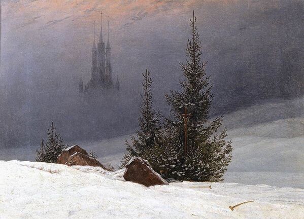 Каспар Давид Фридрих «Зимний пейзаж с церковью» (1811)
