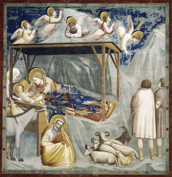 Джотто «Рождение Христа» (1303-1305), из цикла 36 фресок с изображением юности Христа и Страстей в капелле Скровеньи