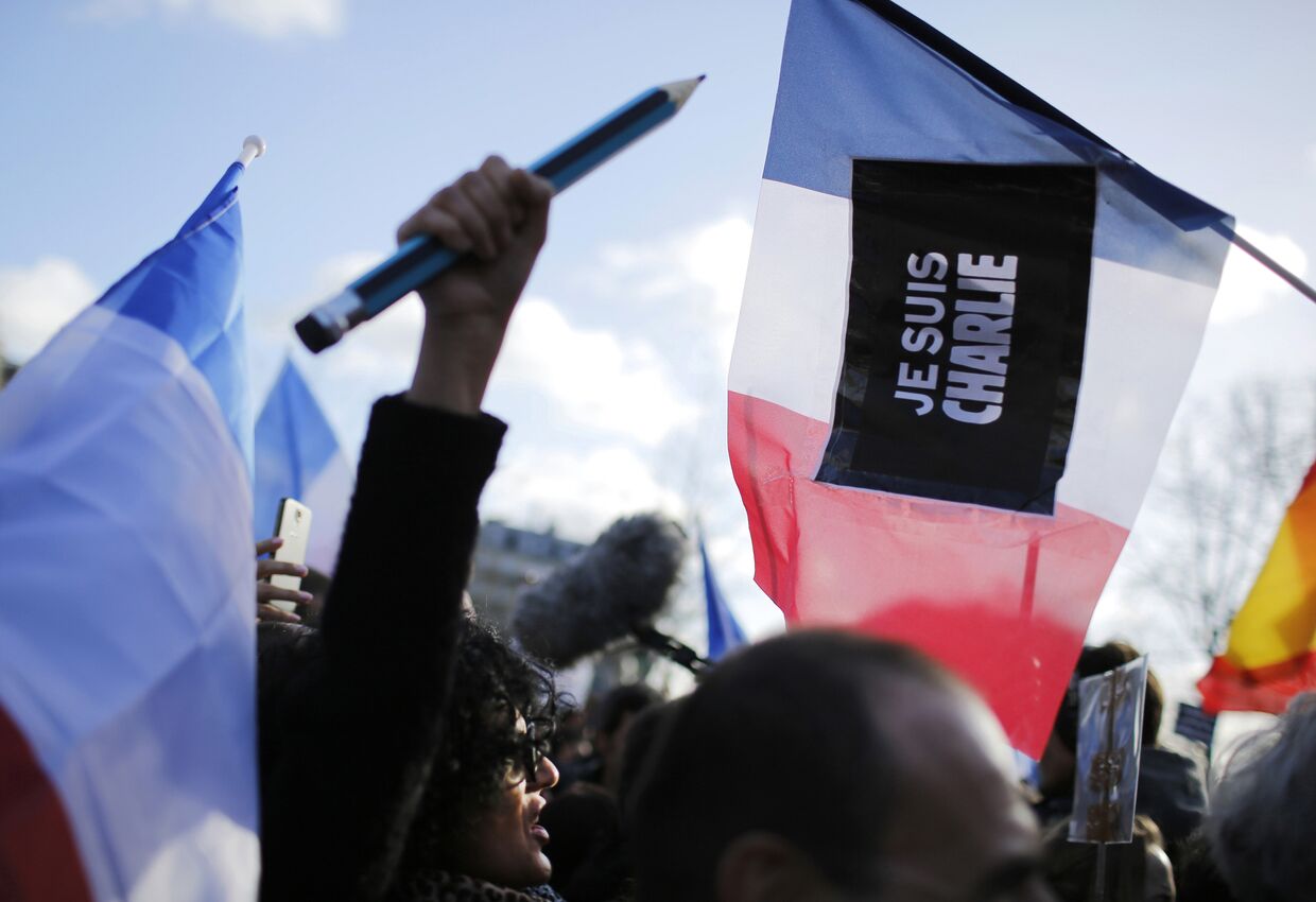 Участники марша единства в Париже