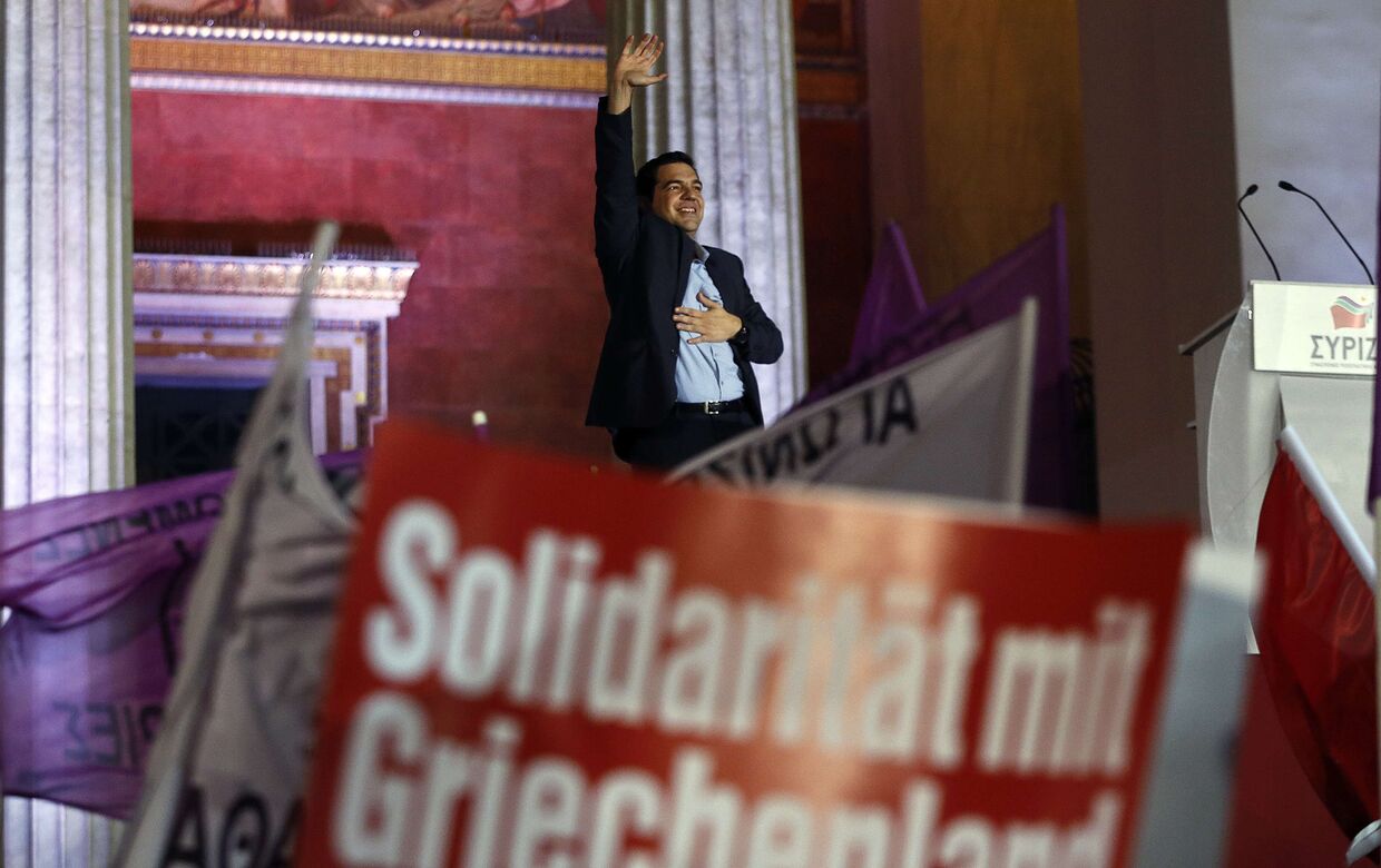 Лидер леворадикальной партии «Сириза» Алексис Ципрас после победы на выборах