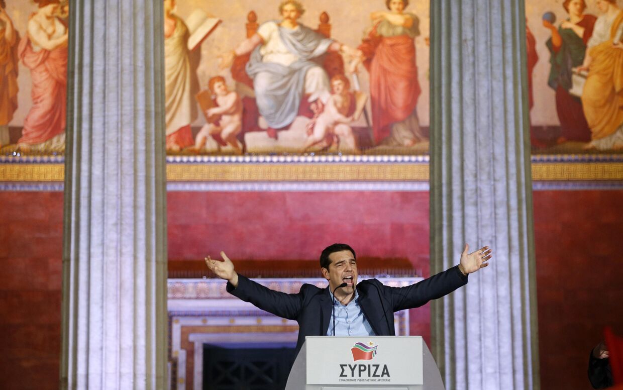 Лидер леворадикальной партии «Сириза» Алексис Ципрас после победы на выборах