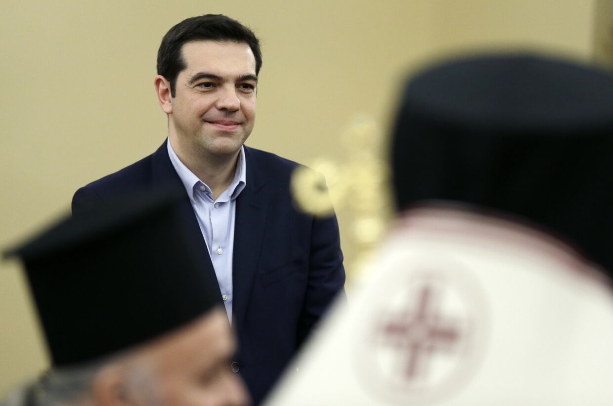 Новый премьер-министр Греции Алексис Ципрас после инаугурации
