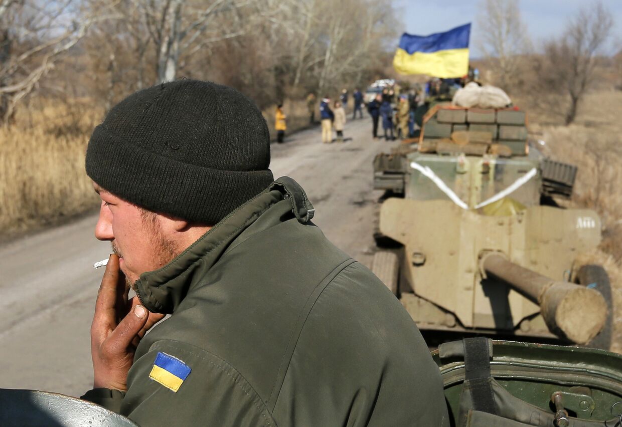 Украинский солдат в деревне Федоровка на востоке Украины