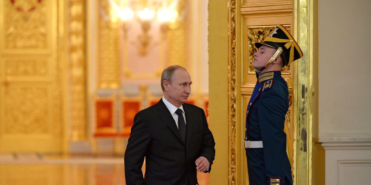 Президент России Владимир Путин во время 36-го заседания Российского организационного комитета Победа в Кремле