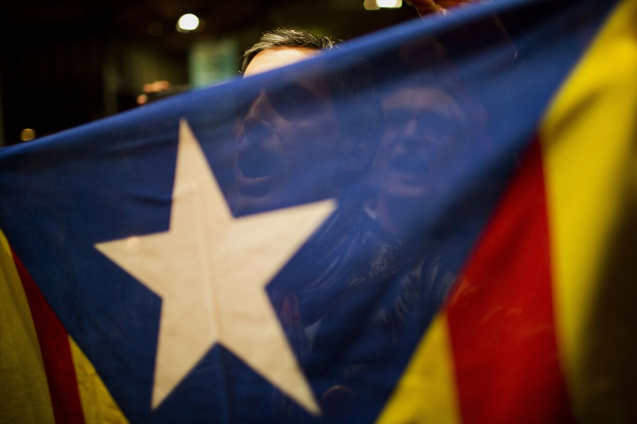 Сторонники независимости Каталонии празднуют результаты неофициального референдума, ноябрь 2014 года