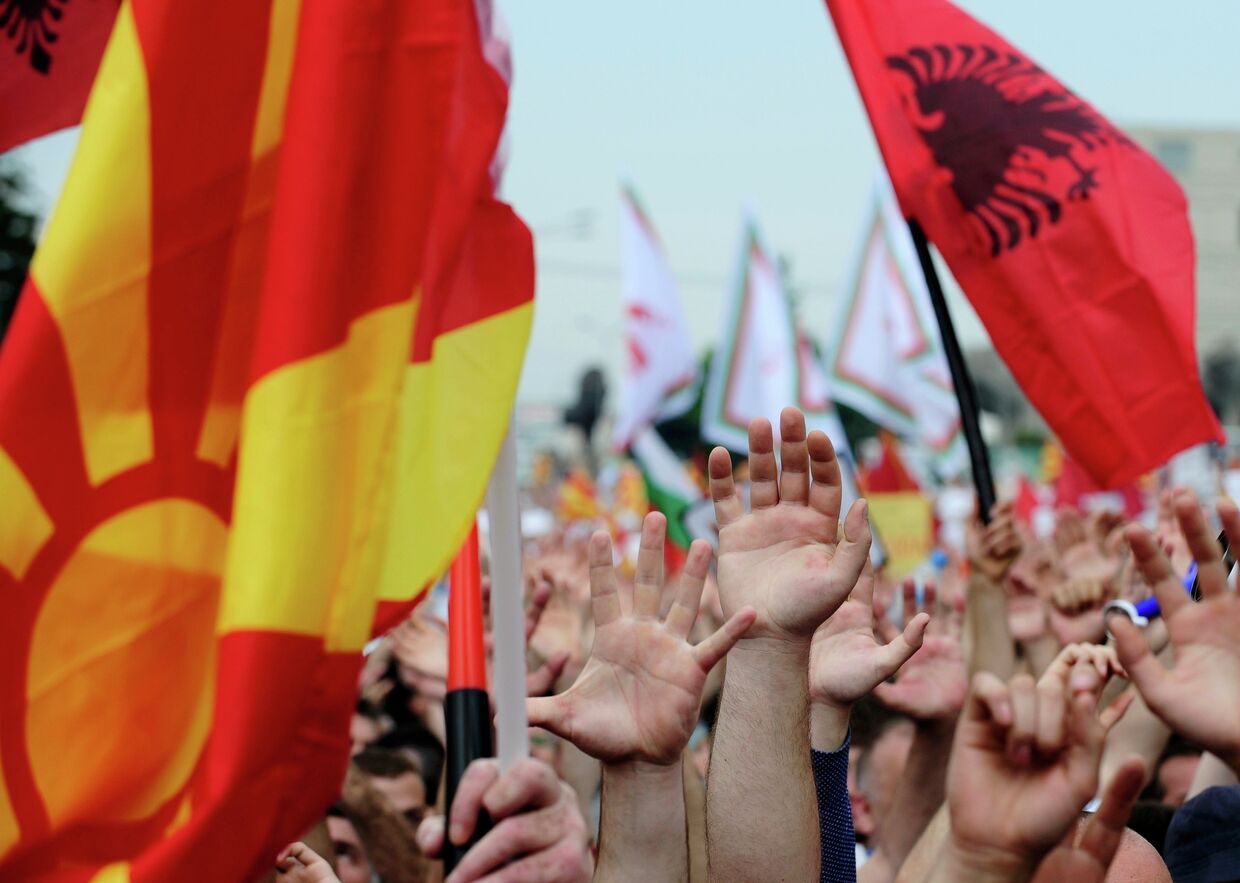 Митинг оппозиции в Скопье, Македония