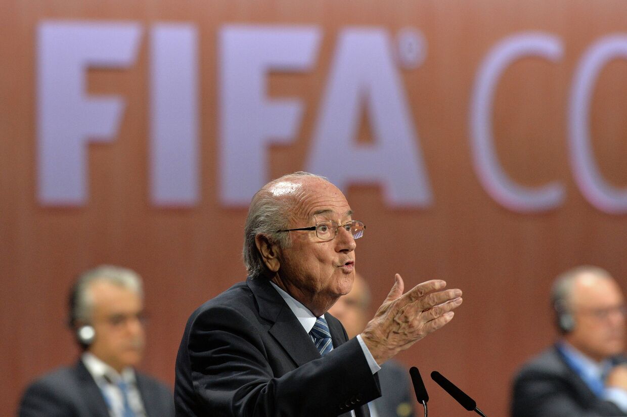 Президент ФИФА Йозеф Блаттер во время выборов президента ФИФА в рамках 65-го Конгресса ФИФА в Цюрихе