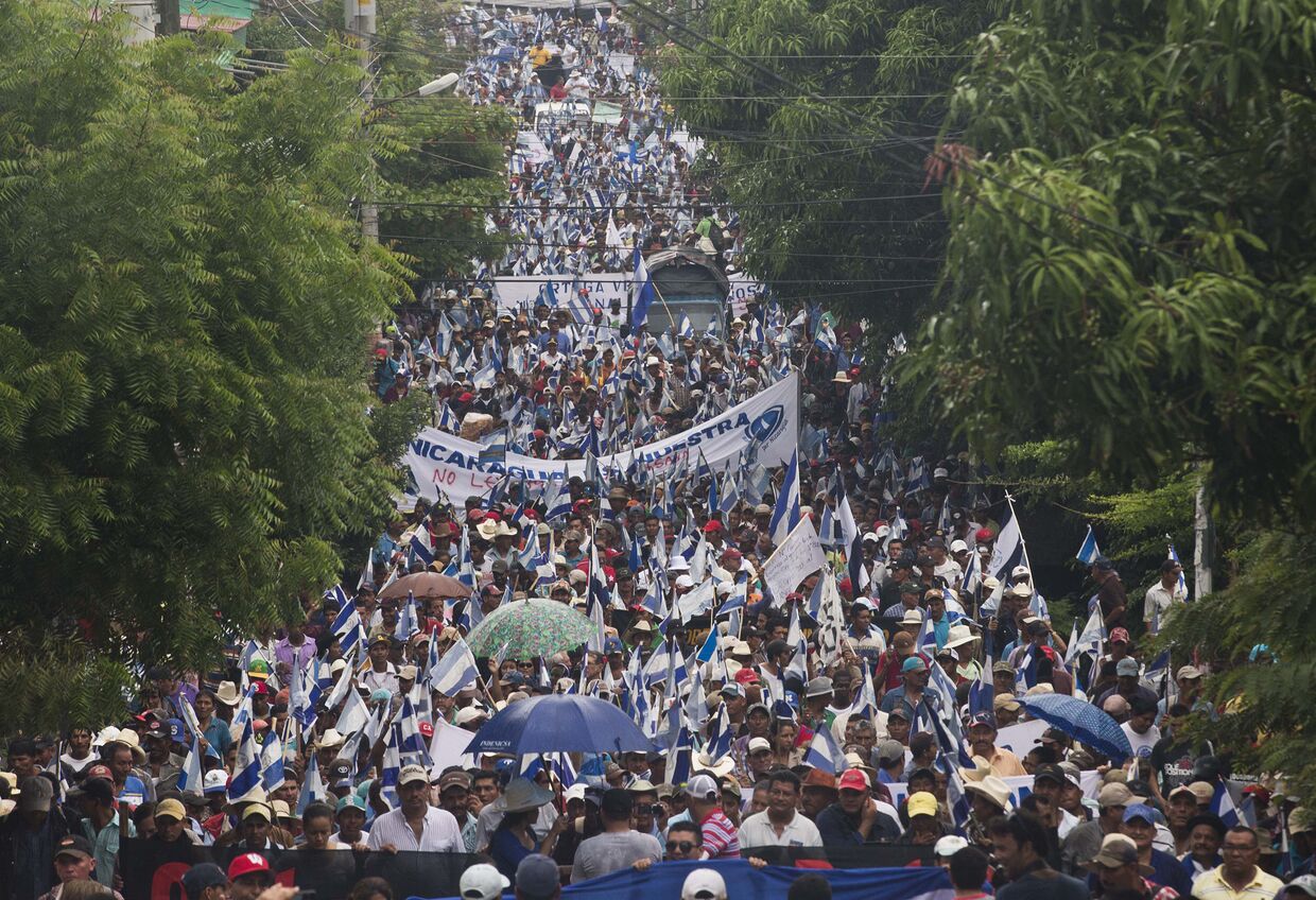 Акция протеста против строительства канала в Джуигальпе, Никарагуа