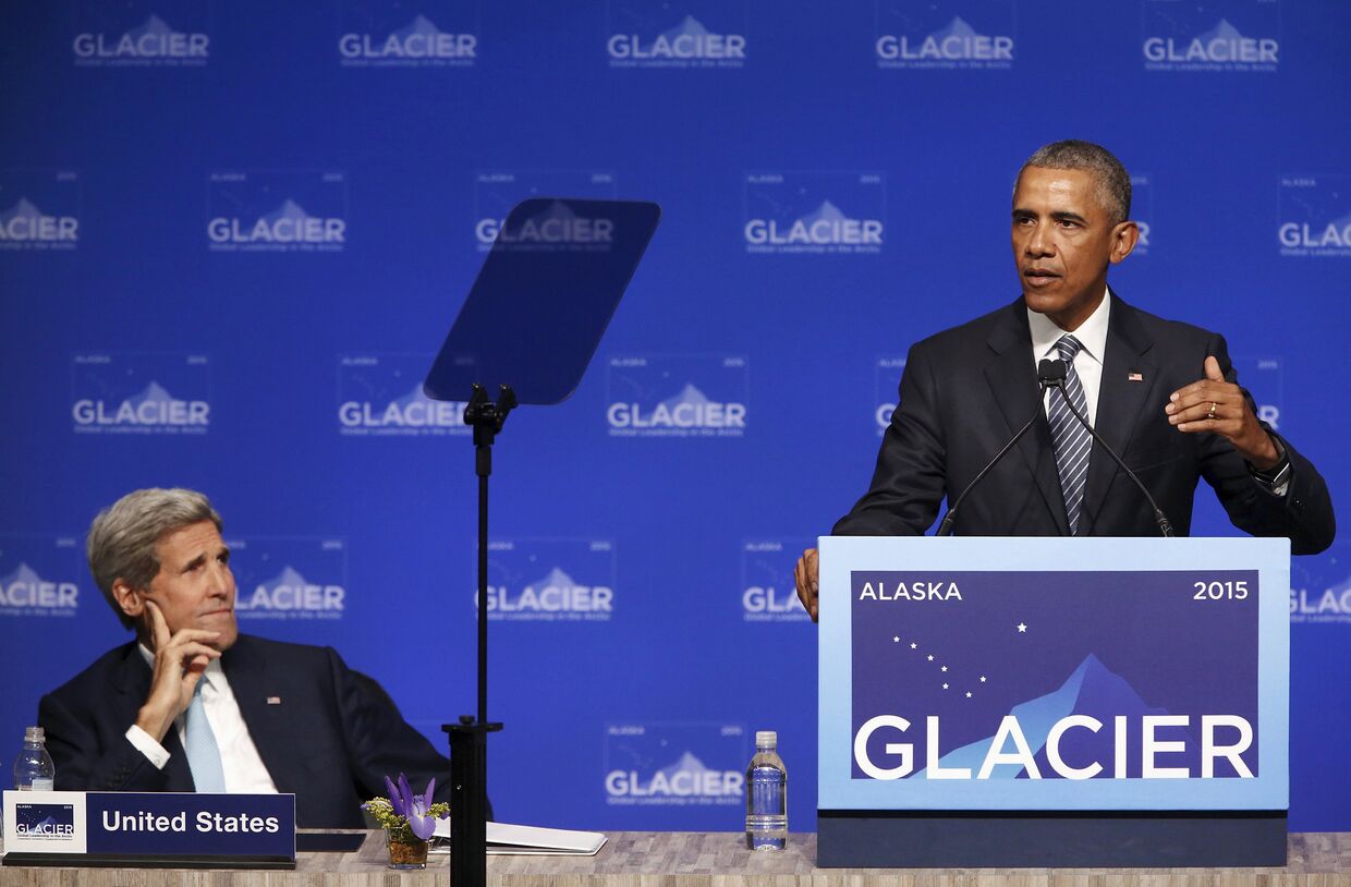 Барак Обама и Джон Керри на конференции GLACIER в Анкоридже, Аляска