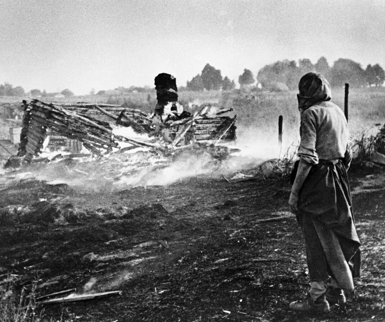 Сожженная немцами белорусская деревня