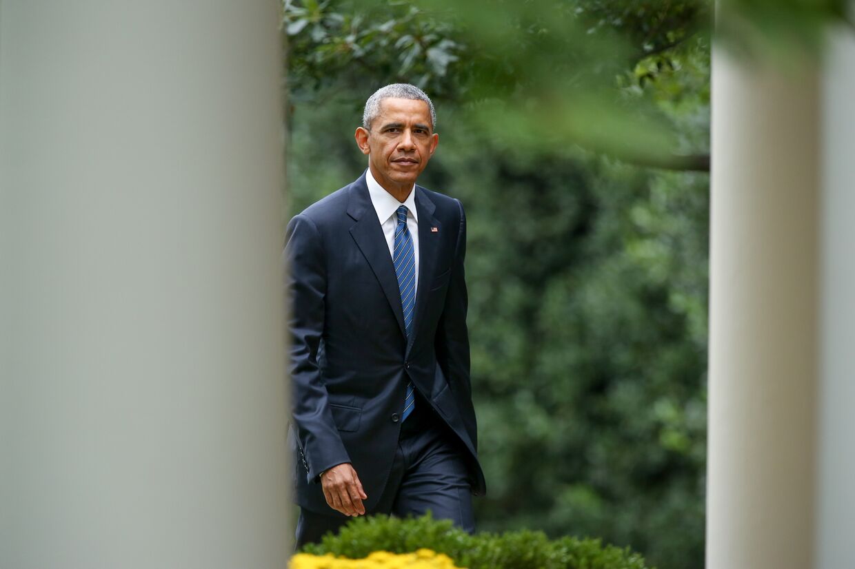 Президент США Барак Обама в Розовом саду Белого дома