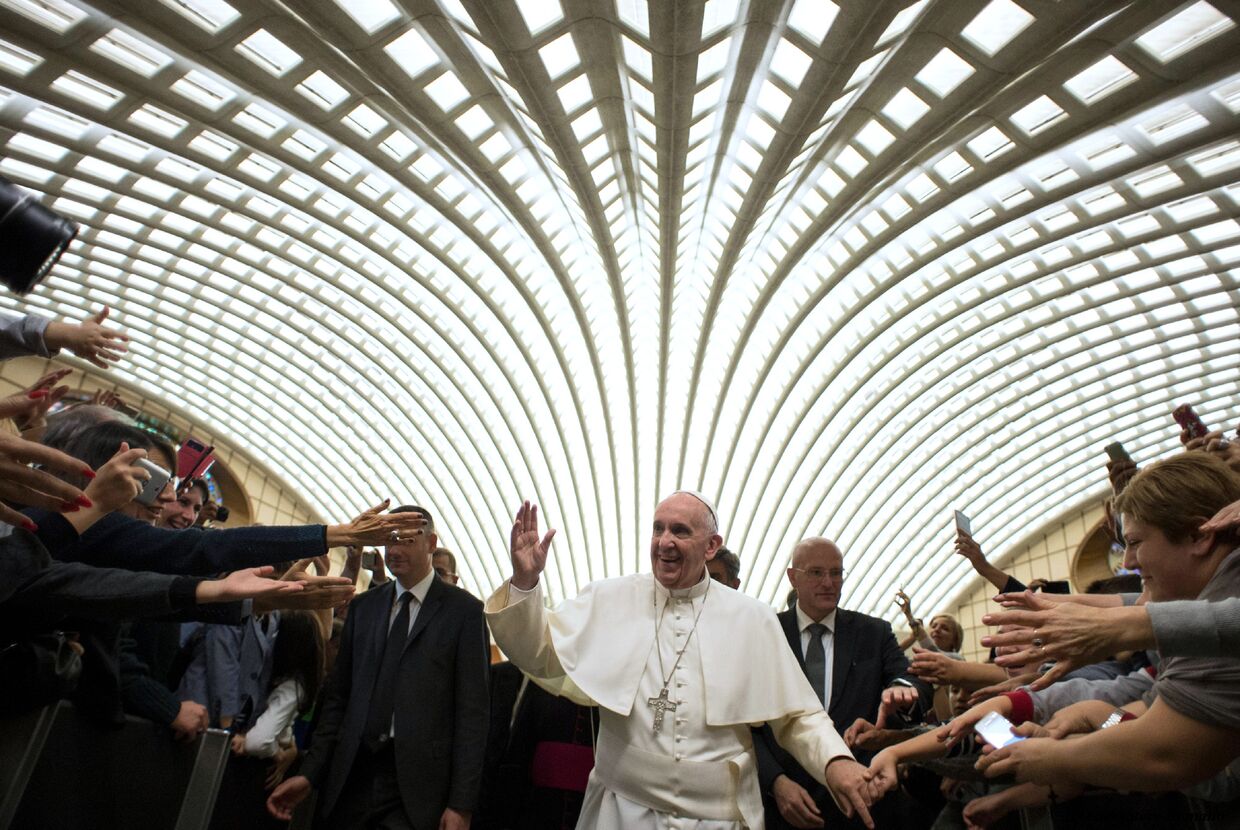 Папа Франциск перед встречей с членами Союза католических предпринимателей в Ватикане