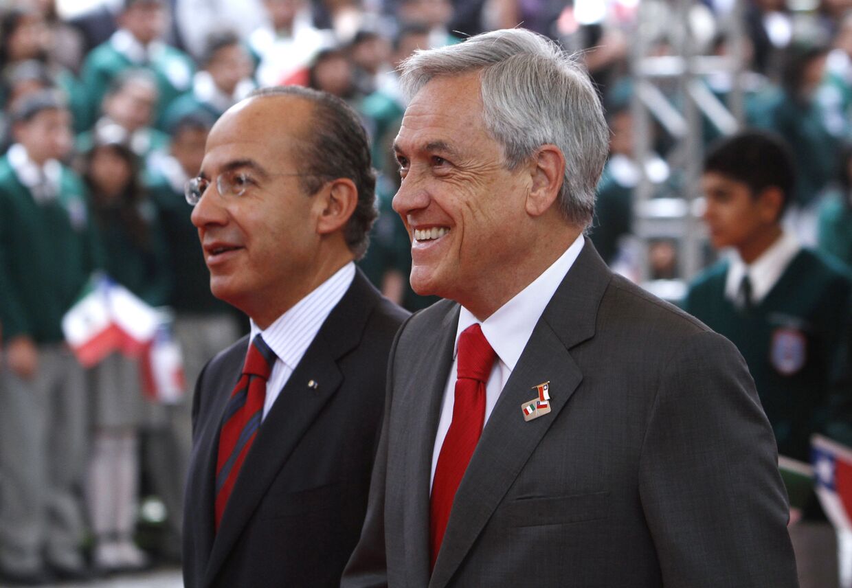 Президенты Мексики и Чили Фелипе Кальдерон и Себастьян Пиньера