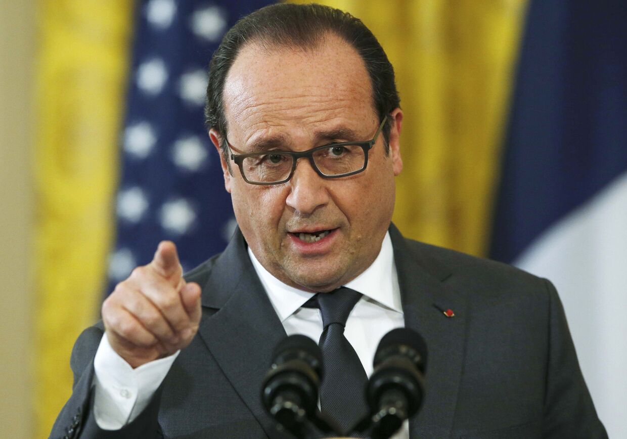 Президент Франции Франсуа Олланд во время визита в США