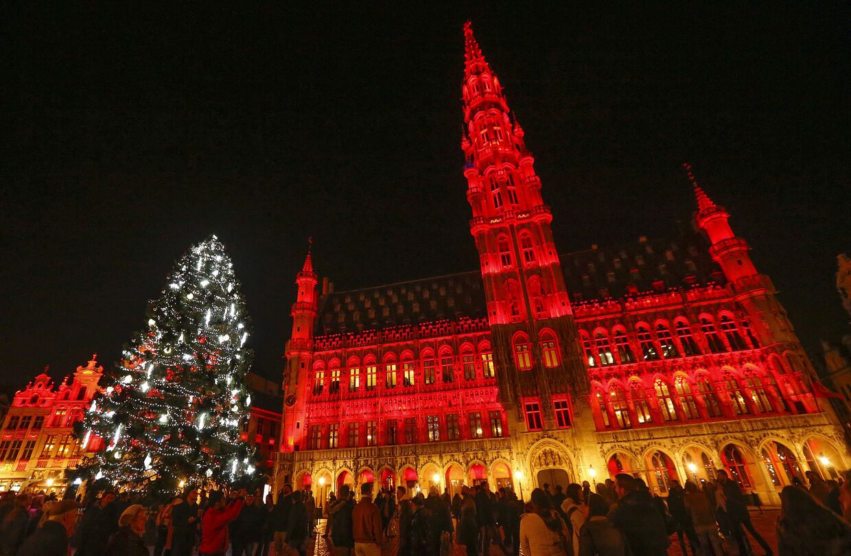 Рождественская елка рядом с Королевским дворцом в Брюсселе