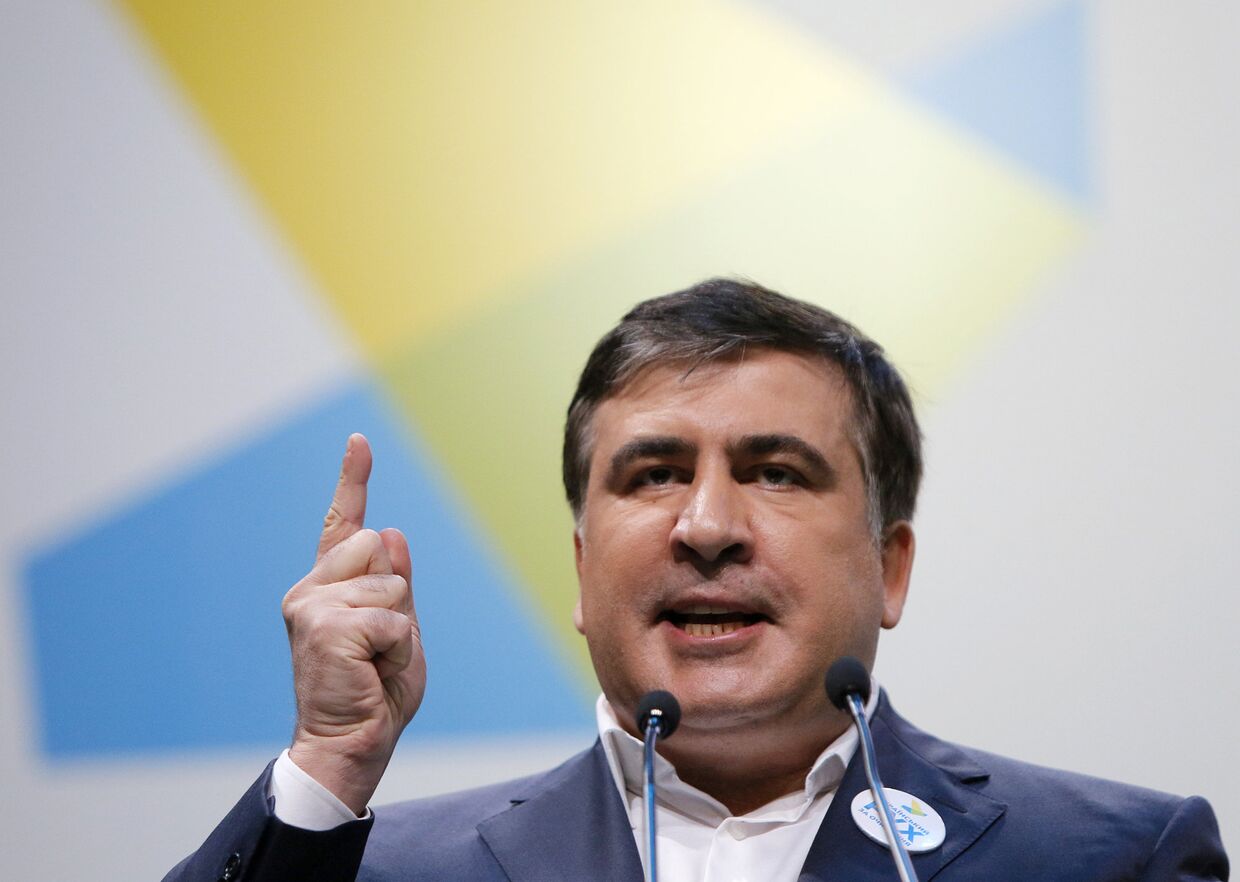 Губернатор Одесской области Михаил Саакашвили выступает на антикоррупционном форуме в Киеве