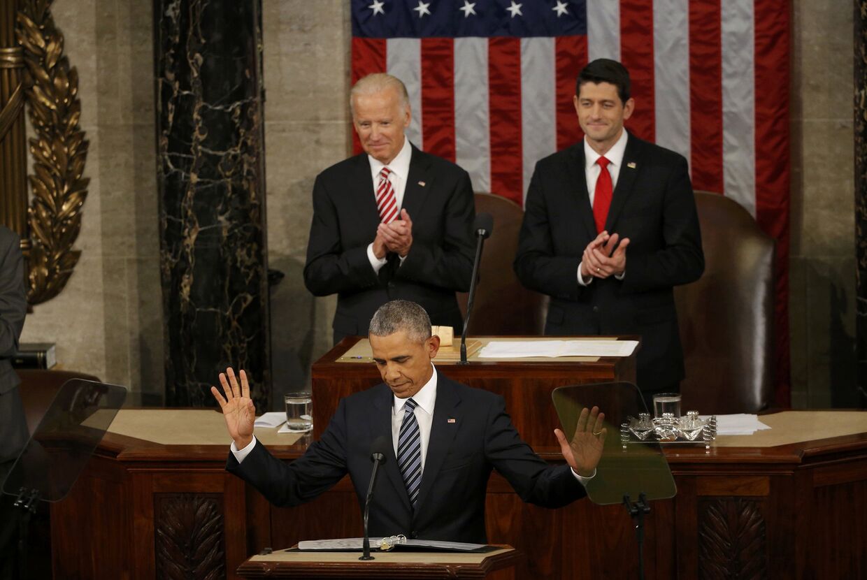 Барак Обама выступает перед Конгрессом с посланием о положении дел в стране
