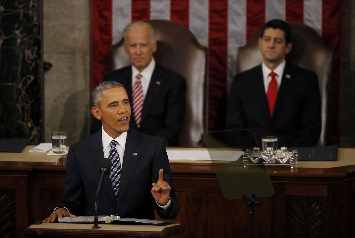 Барак Обама выступает перед Конгрессом с посланием о положении дел в стране