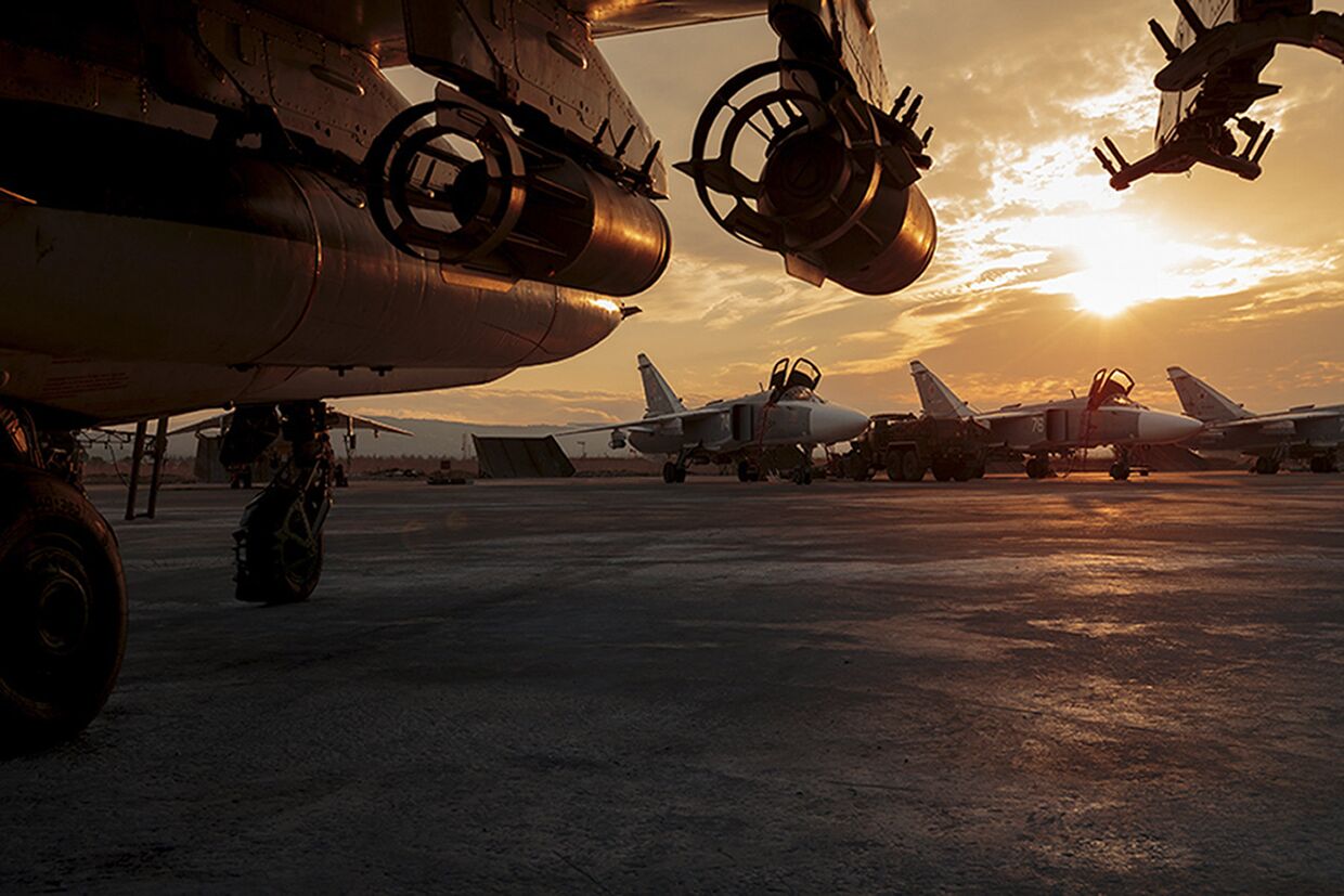 Российские штурмовики Су-25 на авиабазе «Хмеймим» в сирийской провинции Латакия