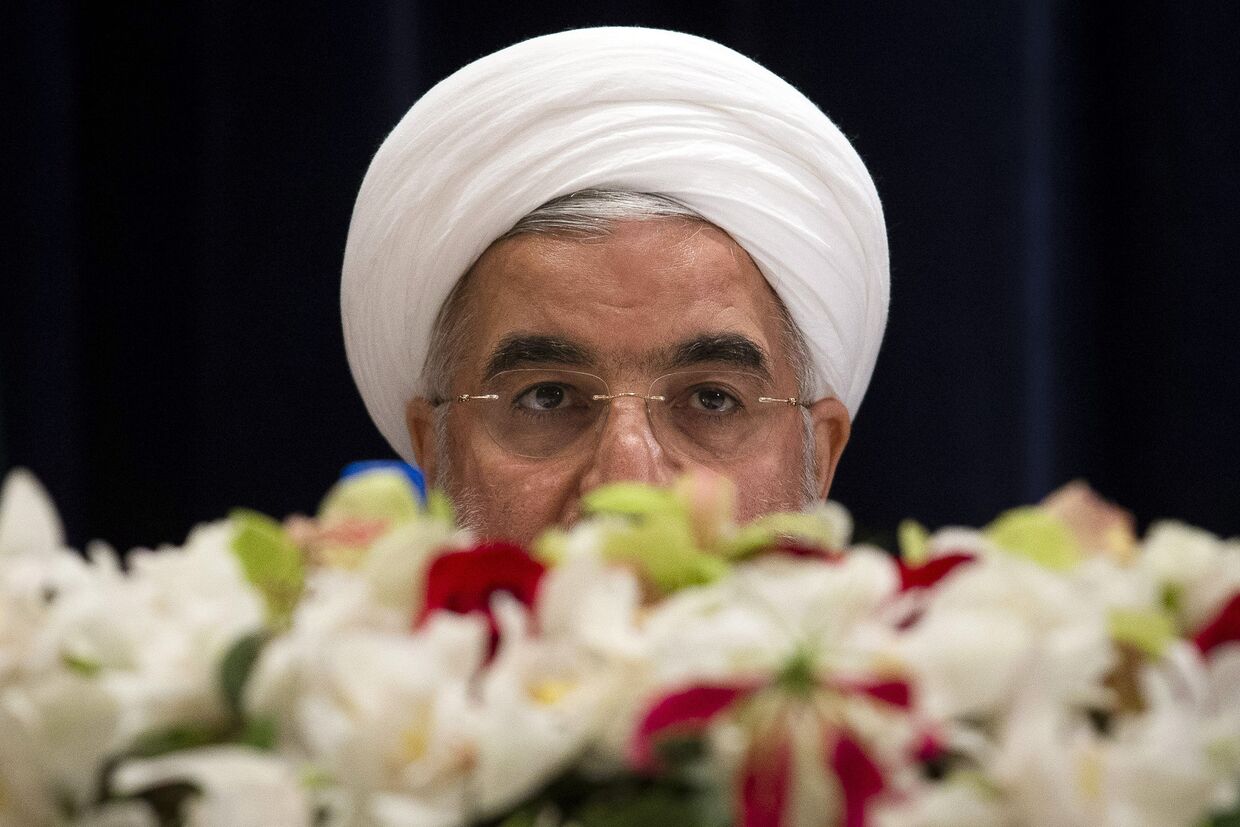 Президент Ирана Хасан Рухани на пресс-конференции в Нью-Йорке