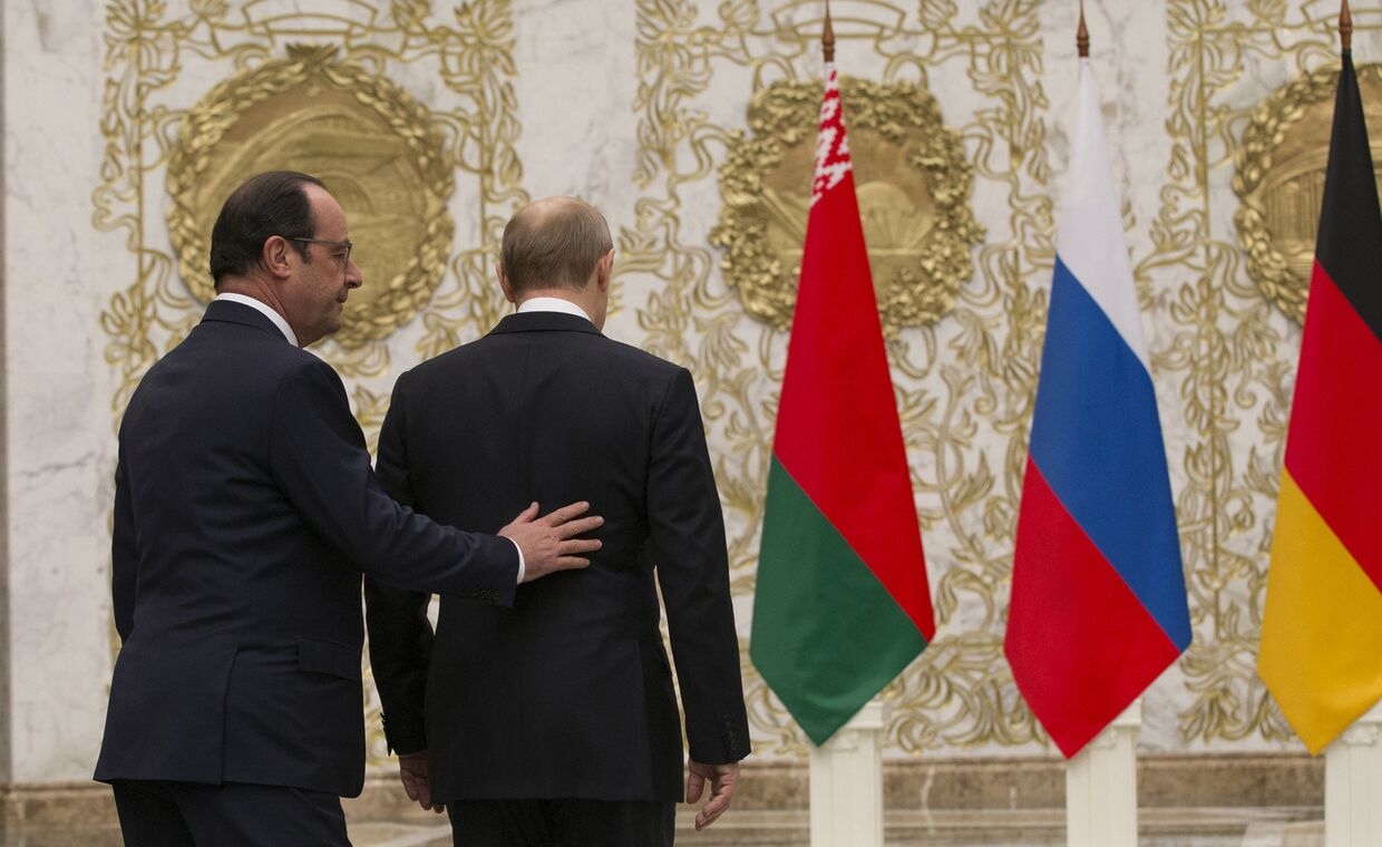 Президент Франции Франсуа Олланд и президент России Владимир Путин