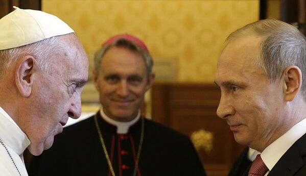 Папа Римский Франциск и президент России Владимир Путин в Ватикане