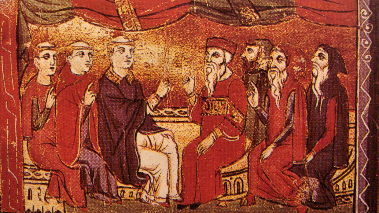 Католики и восточные христиане. Миниатюра XIII века