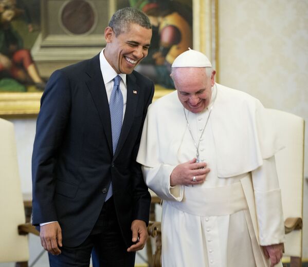 Папа Римский Франциск и президент США Барак Обама в Ватикане