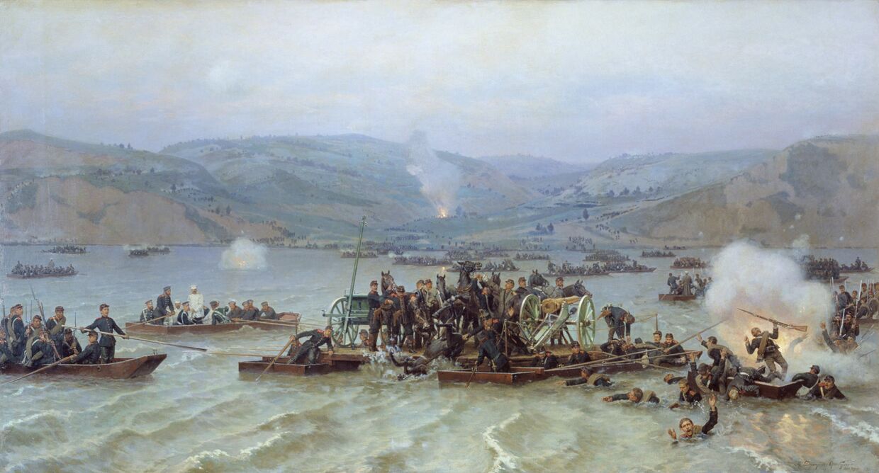 Русско-турецкая война. Переправа русской армии через Дунай у Зимницы 15 июня 1877 года