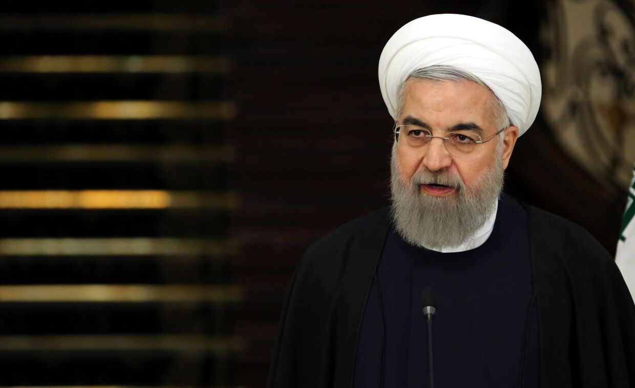 Президент Ирана Хасан Рухани на пресс-конференции в Тегеране