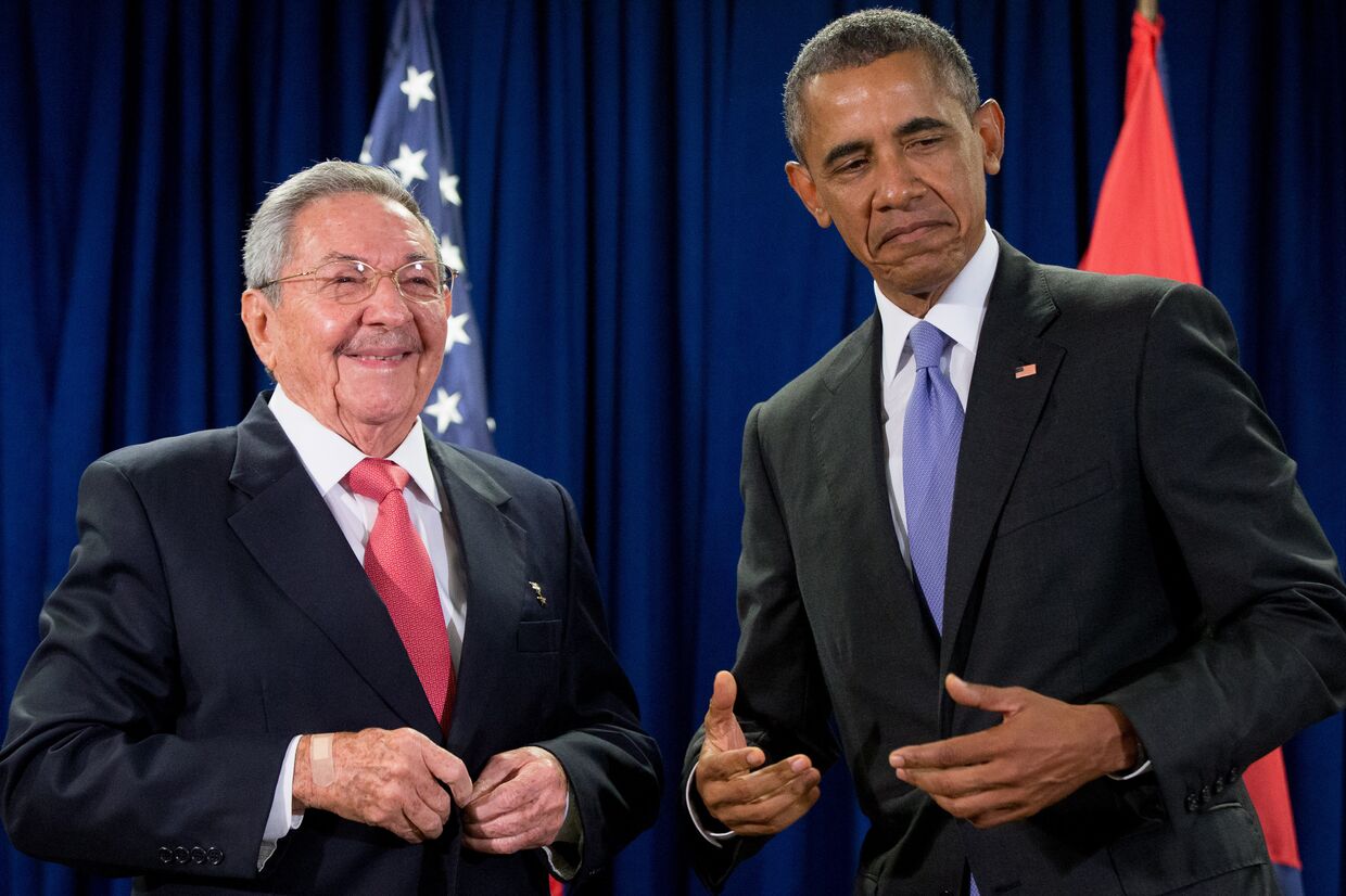 Рауль Кастро и Барак Обама на 70-й сессии Генеральной ассамблеи ООН