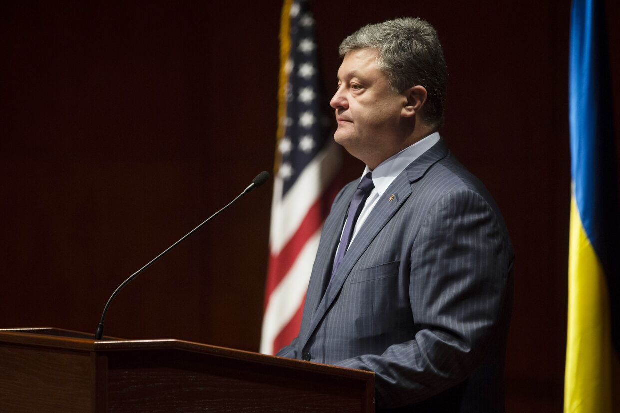 Президент Украины Петр Порошенко во время выступления на форуме «Борьба Украины за свободу продолжается» в Вашингтоне