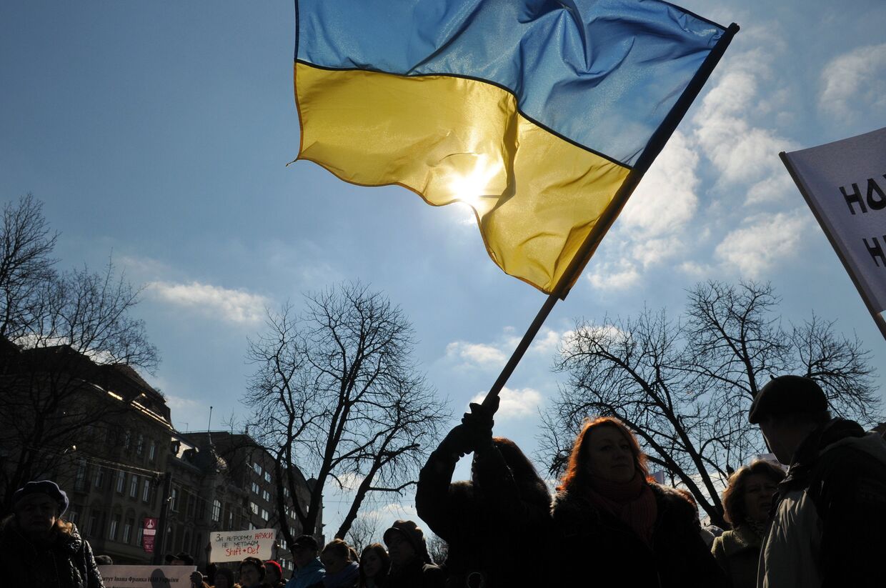 Участники акции протеста в Украине