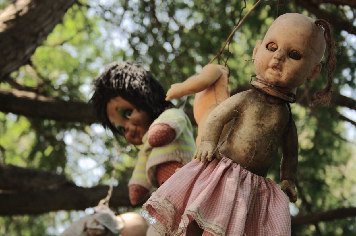 «Мертвые» куклы на острове Мюнекас в Мексике
