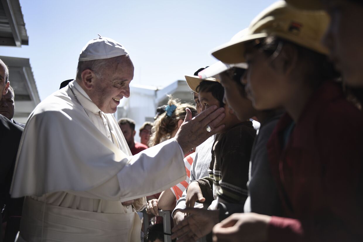 Папа римский Франциск на острове Лесбос, 16 апреля 2016