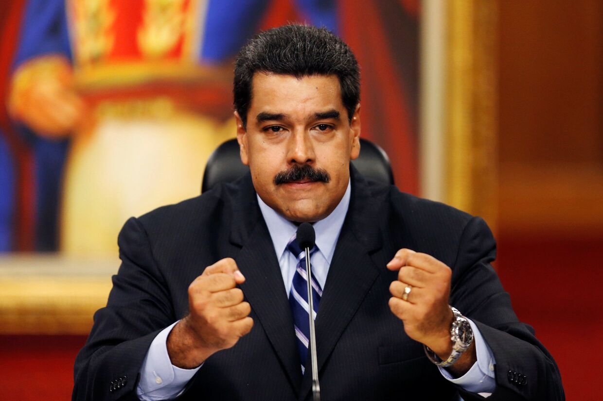 Президент Венесуэлы Николас Мадуро дает пресс-конференцию в Каракасе