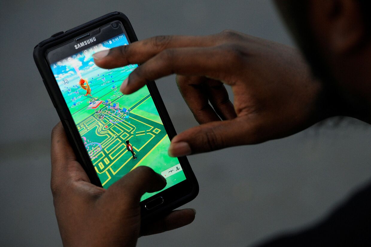 Виртуальная карта парка Брайант на экране смартфона в мобильной игре Pokemon GO