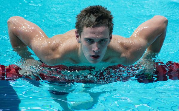 Даниил Пахомов после заплыва на дистанцию 200 метров баттерфляем