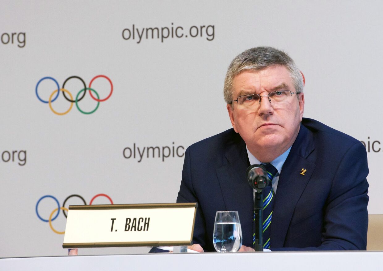Президент Международного олимпийского комитета Томас Бах на пресс-конференции по итогам специального заседания МОК в Лозанне