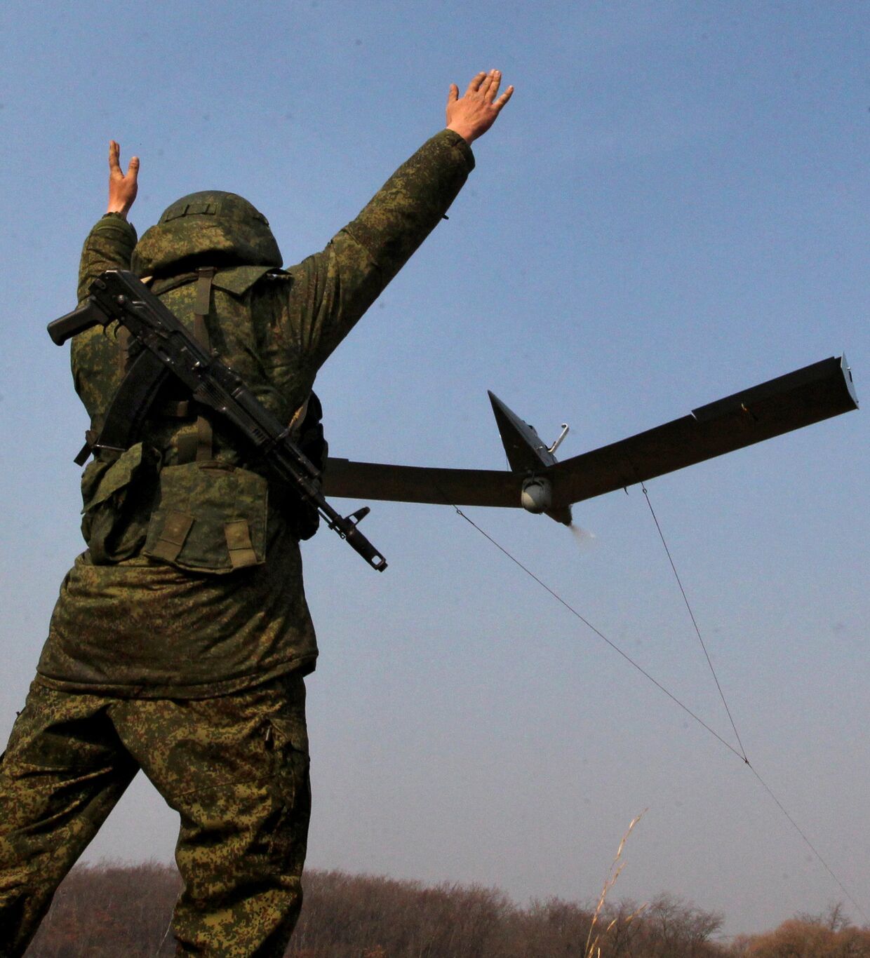 Беспилотный летательный аппарат во время учений в Приморском крае