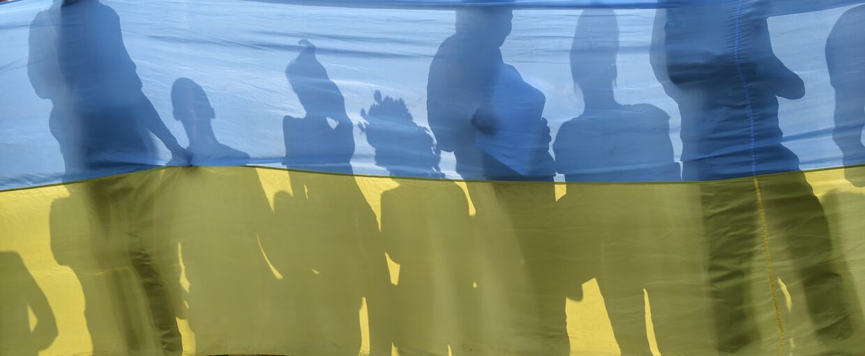 Участники акции протеста в Киеве.