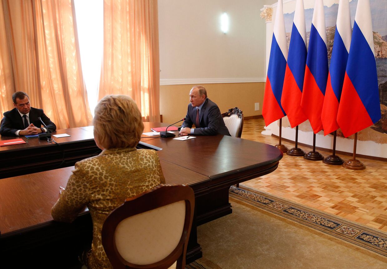 Президент России Владимир Путин проводит в Крыму совещание с постоянными членами Совета безопасности РФ. 19 августа 2016