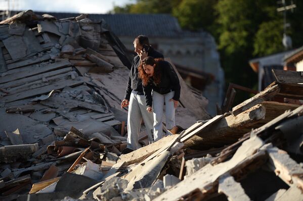 Пострадавший от землетрясения город Аматриче в Италии