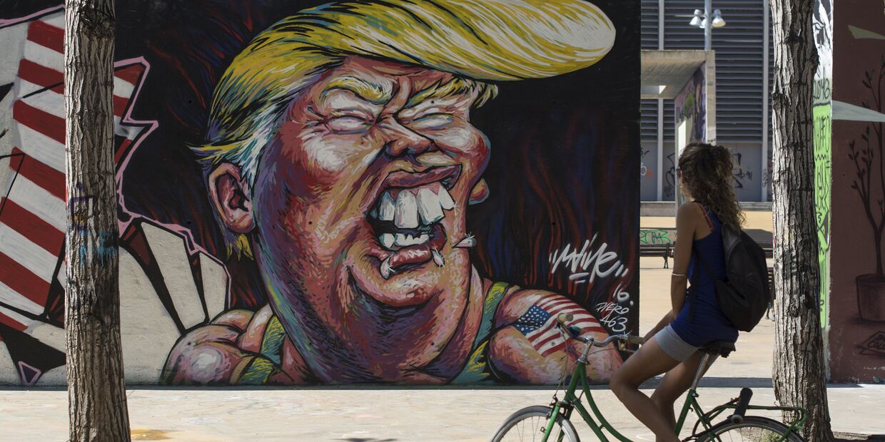 Граффити с изображением кандидата в президенты США от Республиканской партии Дональда Трампа