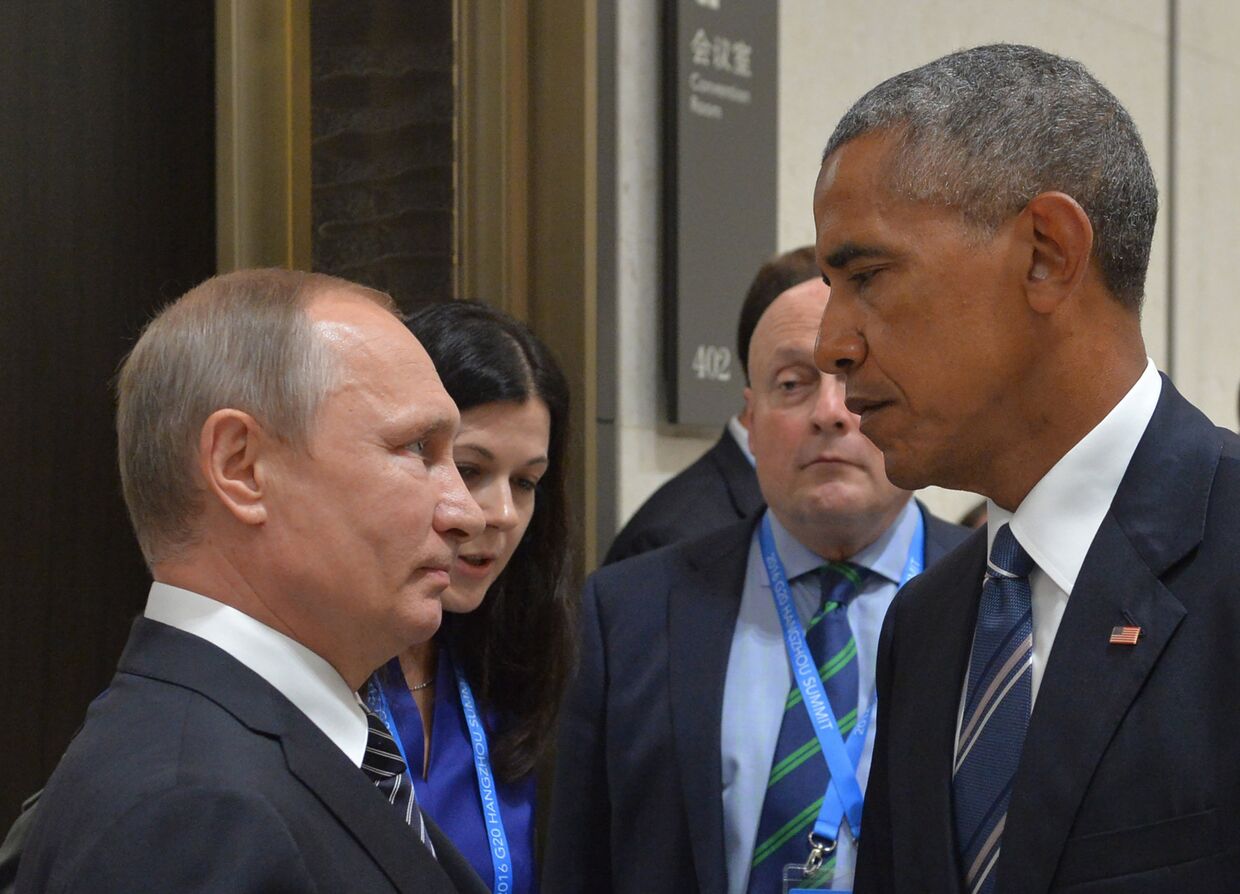 Президент РФ Владимир Путин и президент США Барак Обама во время встречи в Ханчжоу