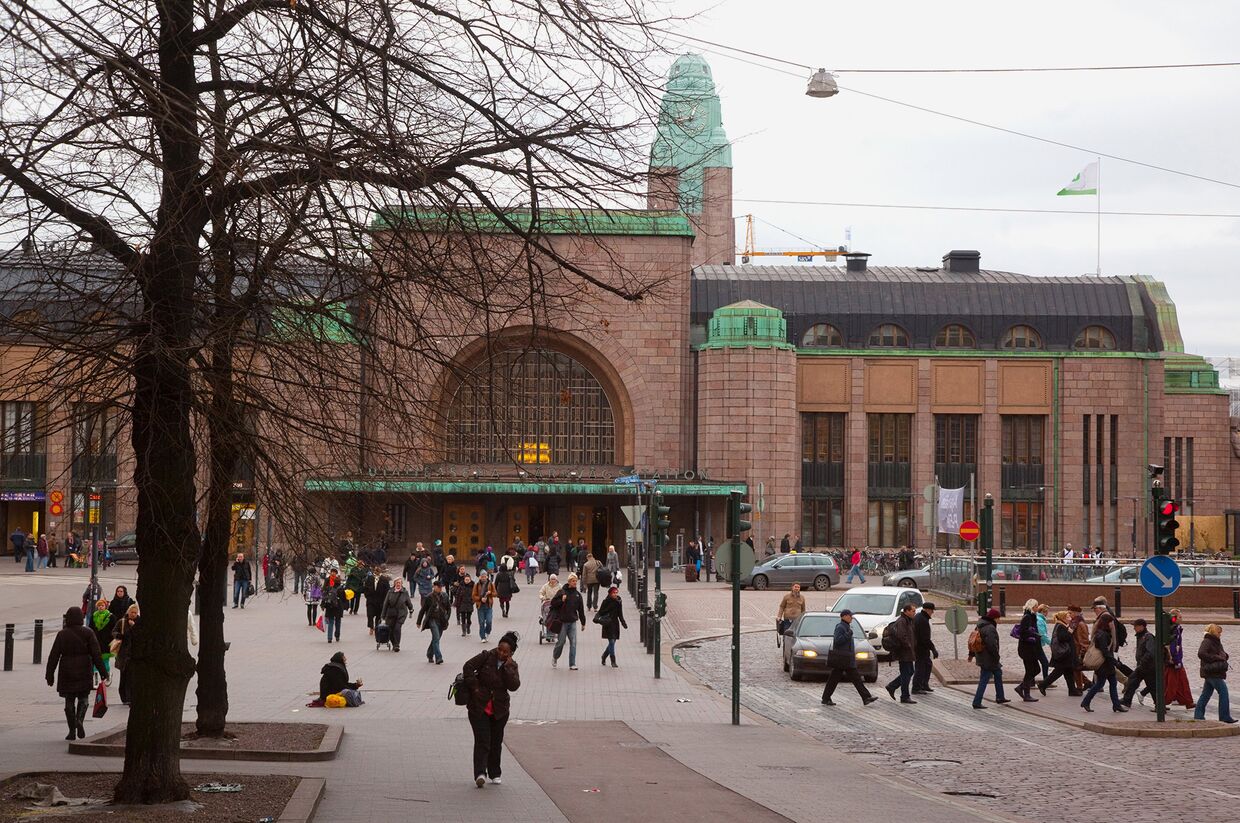 Здание городского железнодорожного вокзала в Хельсинки