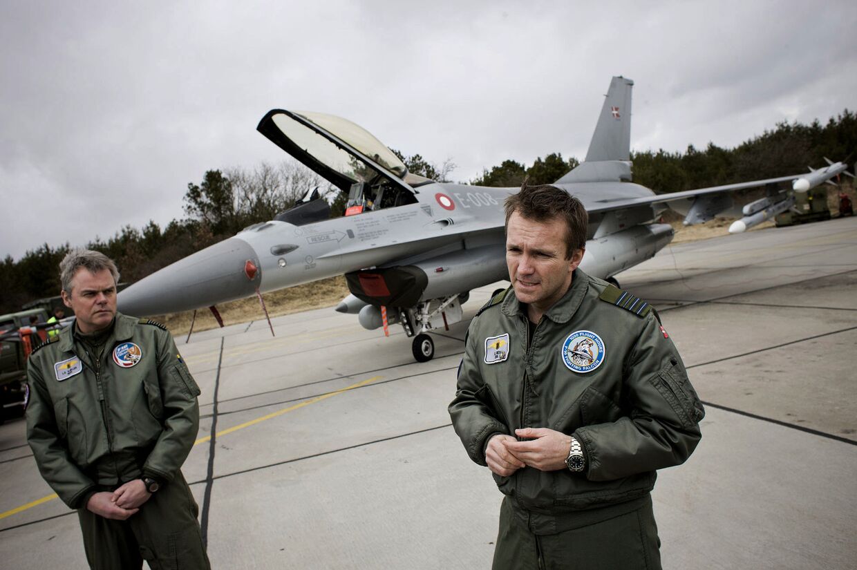 Истребители F-16 на авиабазе Skydstrup в Ютландии, Дания