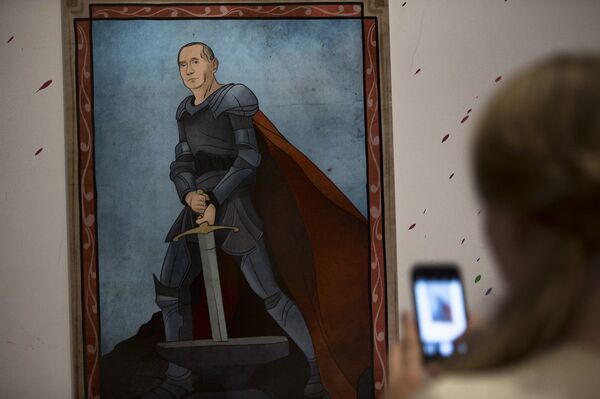 Картина с изображением Владимира Путина в рамках выставки «Вселенная Путина» Картина с изображением Владимира Путина в рамках выставки «Вселенная Путина»